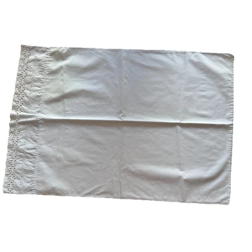 VTG Dan River Twin Sheet Set – 1‎ Flat, 1 Fitted, 2 Cases Blue Eyelet Lace USA